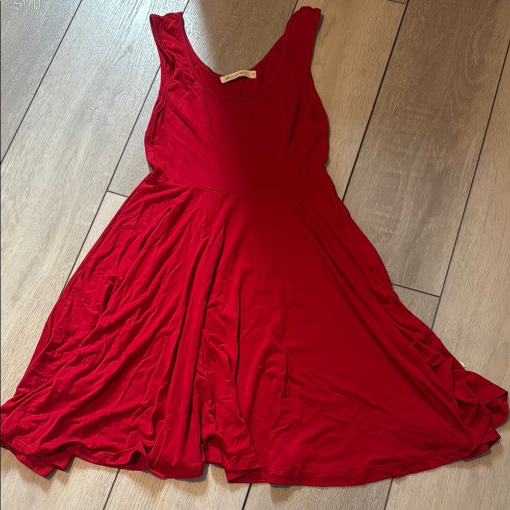 Red Scoop Neck Skater Dress Size S